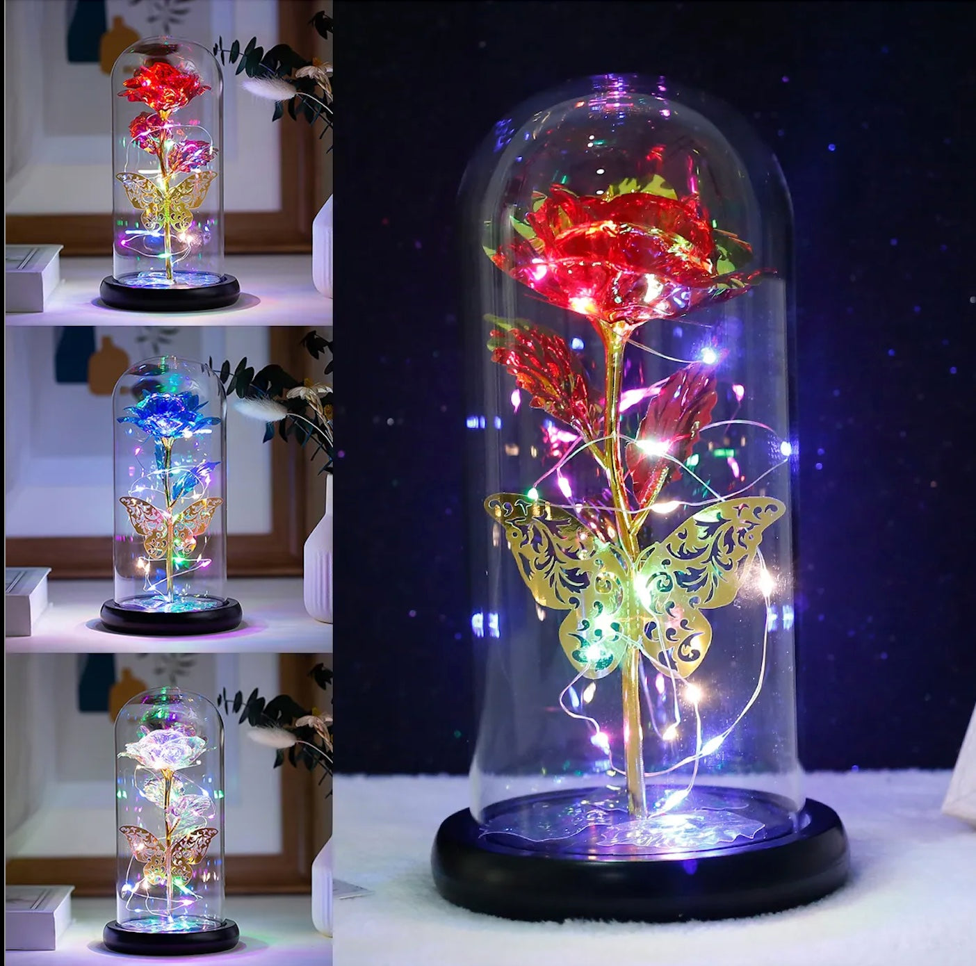 Butterfly Rose Galaxy Lamp