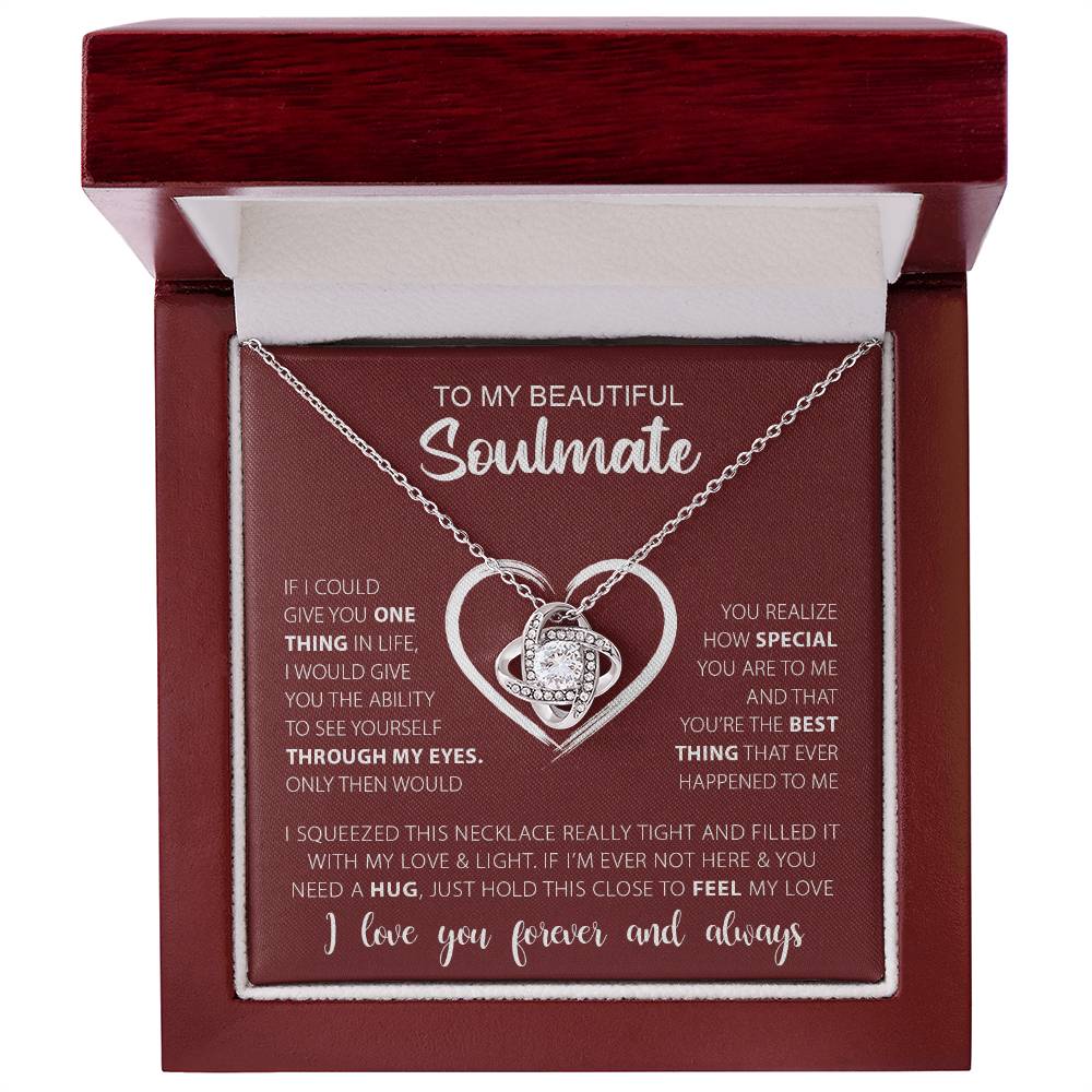 To My Beautiful Soulmate | I Love You, Forever & Always - Love Knot Necklace